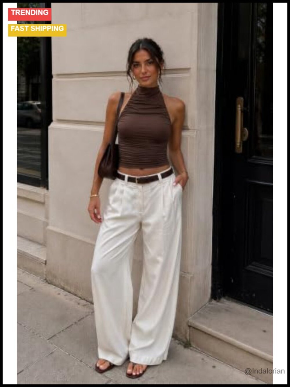 Padded Halter Turtleneck Crop Top Bodycon Tank Ruched Backless Going Out Y2K - Picture 5 of 6